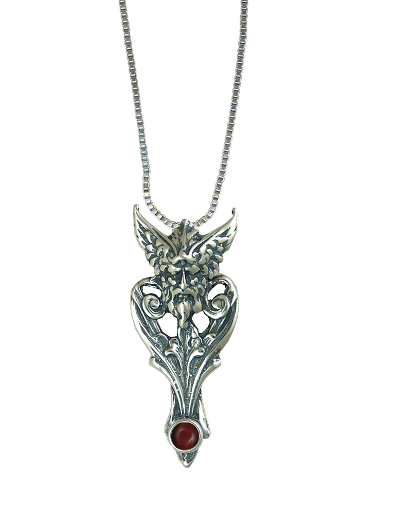 Sterling Silver Thor Viking Pendant With Red Tiger Eye